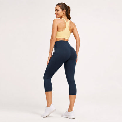 Aloveta FlexContour High-Waist Pocket Capri Leggings — Navy SKU view