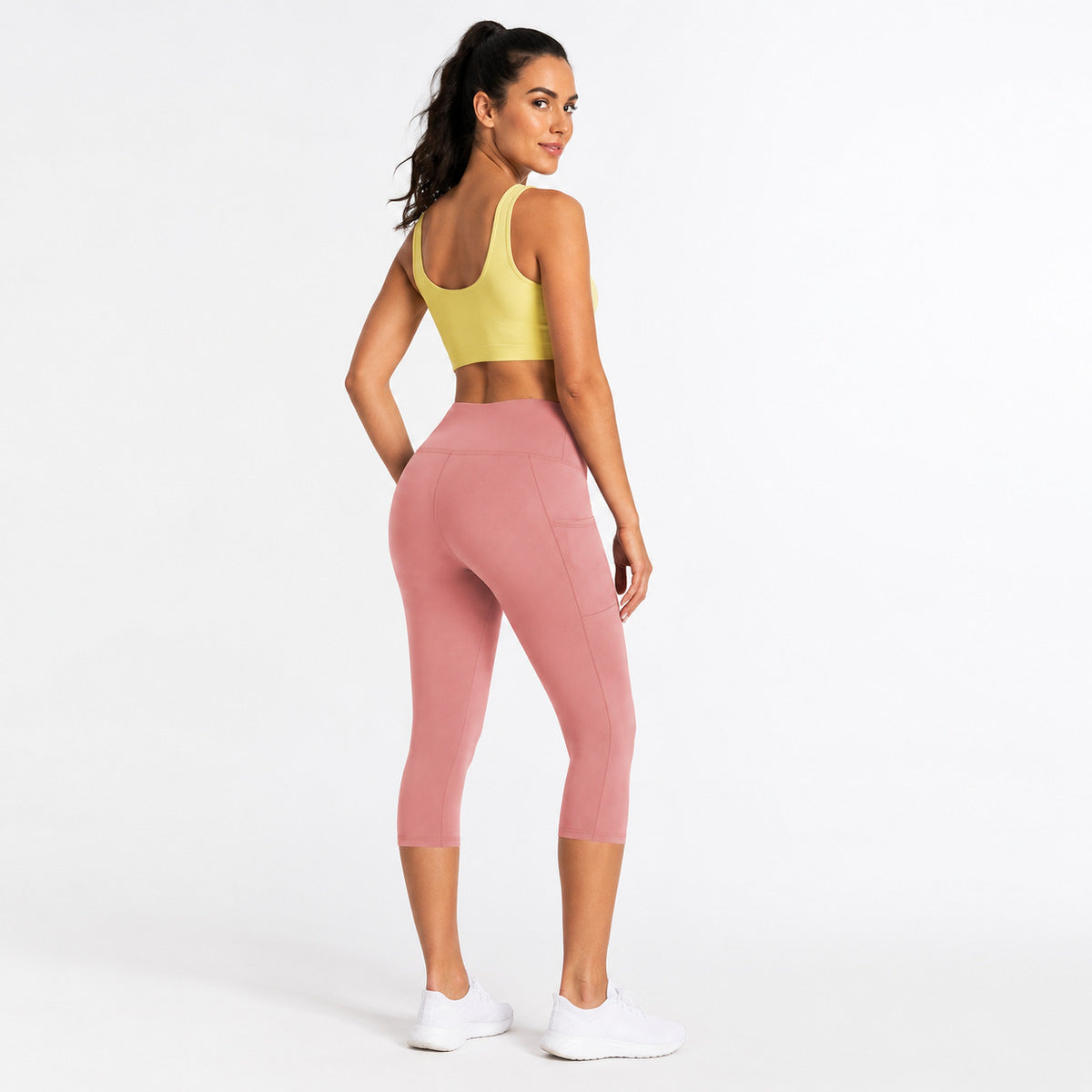 Aloveta FlexContour High-Waist Pocket Capri Leggings — Dusty Pink SKU view