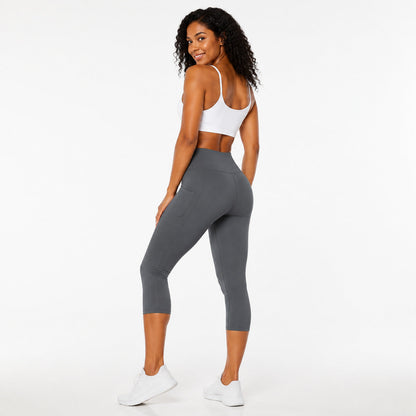 Aloveta FlexContour High-Waist Pocket Capri Leggings — Dark Gray SKU view