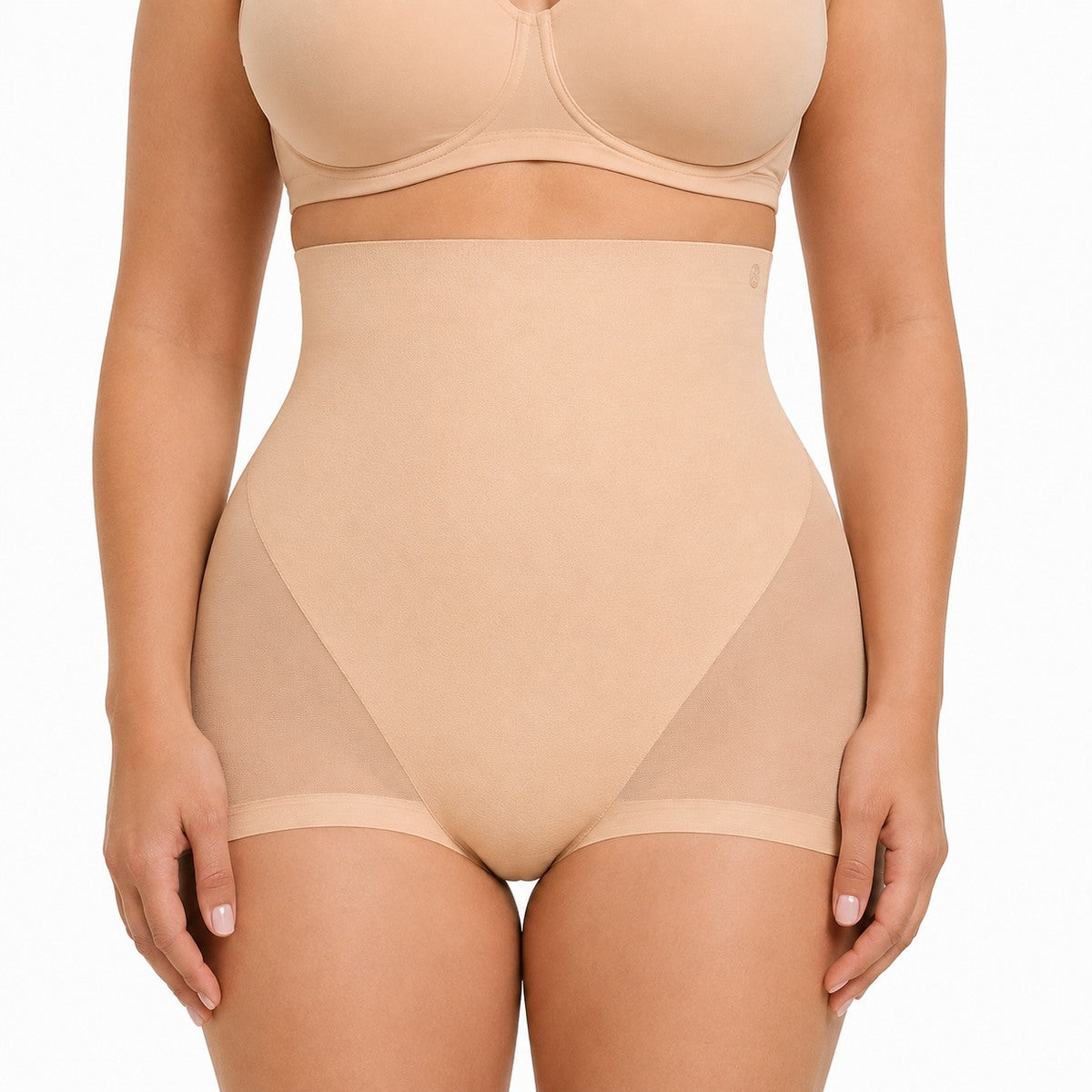Aloveta High-Waist Mesh Shaping Brief — Beige color SKU