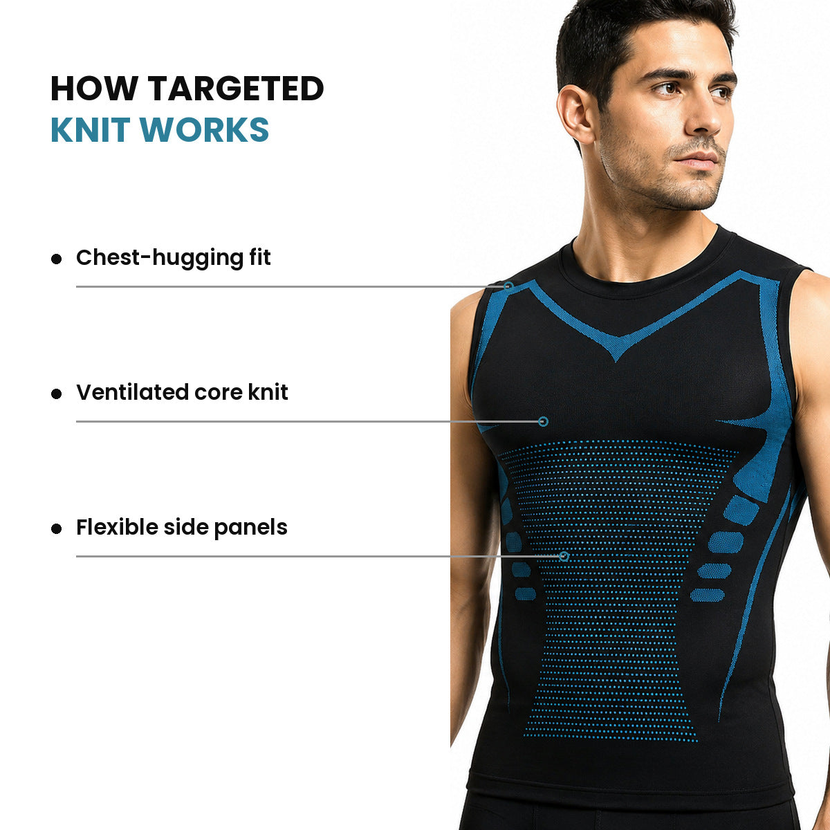 Aloveta Men's Sleeveless Compression Training Tank — white studio product image 03