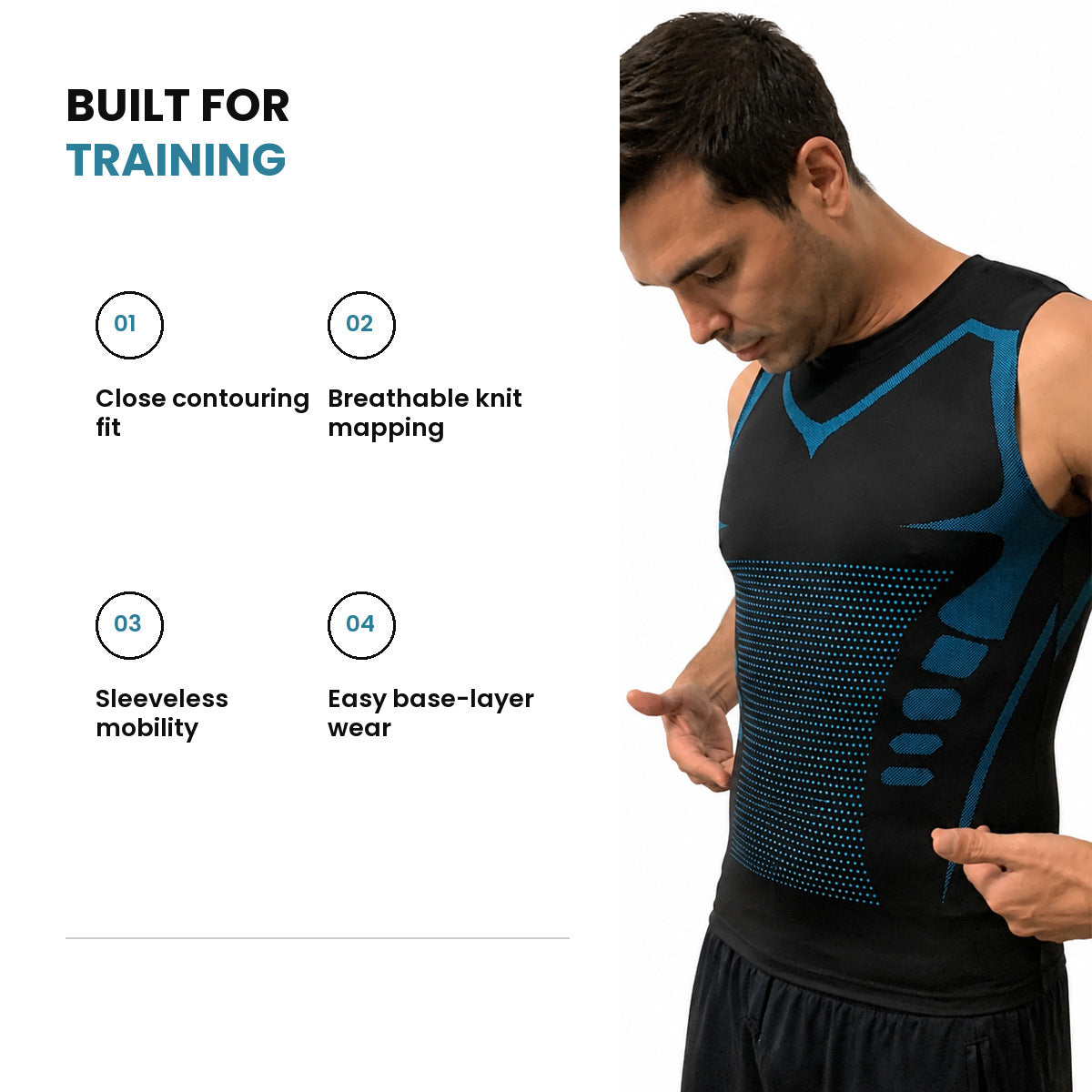 Aloveta Men's Sleeveless Compression Training Tank — white studio product image 04