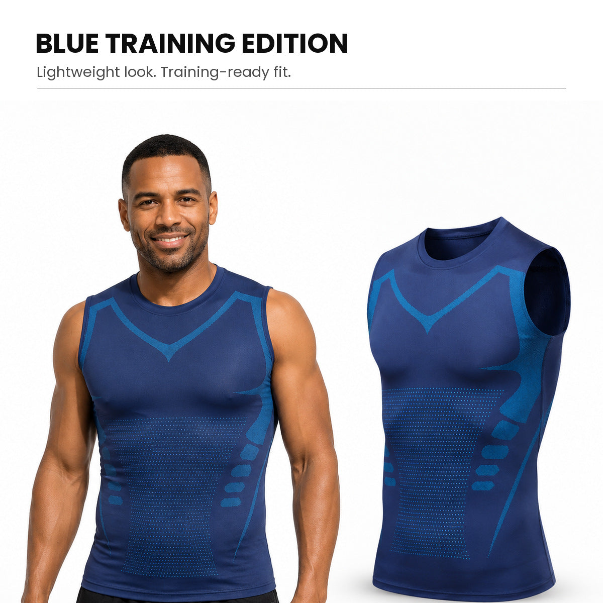 Aloveta Men's Sleeveless Compression Training Tank — white studio product image 05
