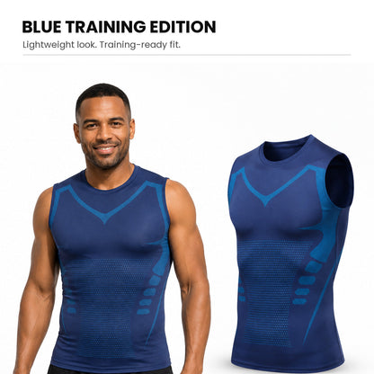 Aloveta Men's Sleeveless Compression Training Tank — white studio product image 05