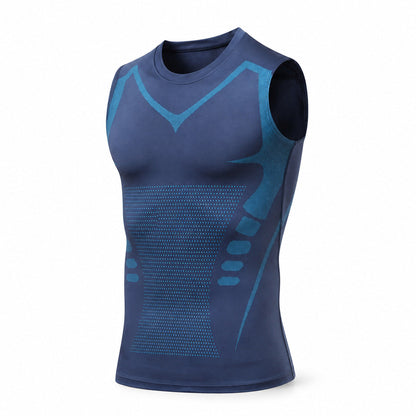 Aloveta Men's Sleeveless Compression Training Tank — white studio product image 09