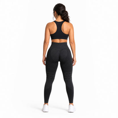 Aloveta 3D Textured Sculpting Leggings — Black 03 white back