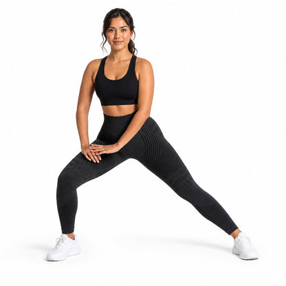 Aloveta 3D Textured Sculpting Leggings — Black 04 white pose