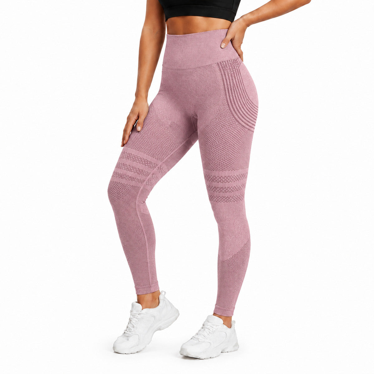 Aloveta 3D Anti-Cellulite Textured Sculpting Leggings — pink lower-body SKU