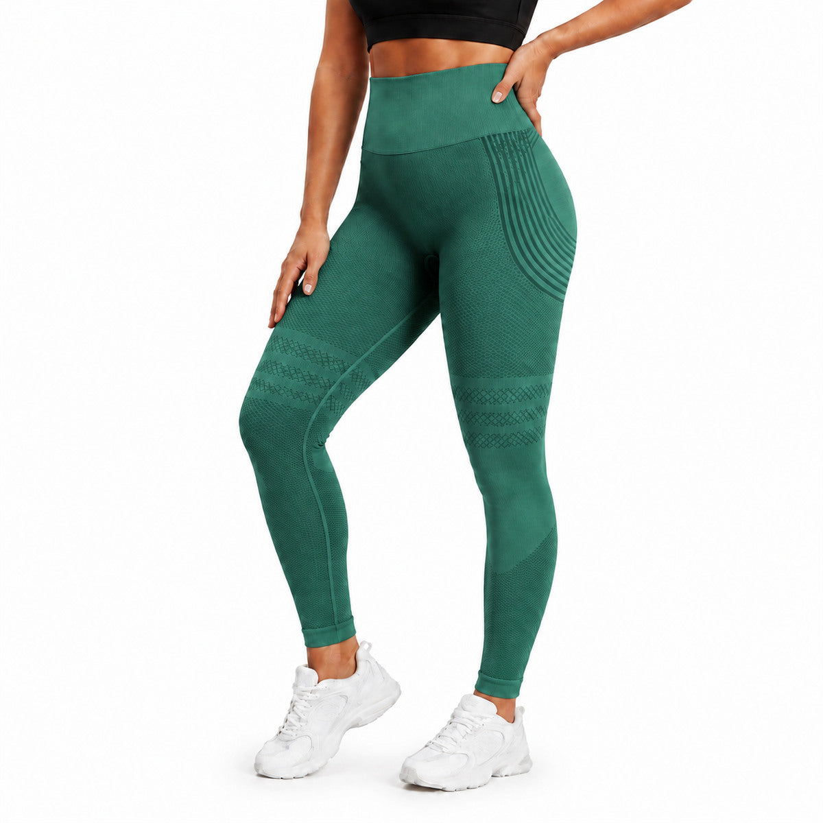 Aloveta 3D Anti-Cellulite Textured Sculpting Leggings — green lower-body SKU