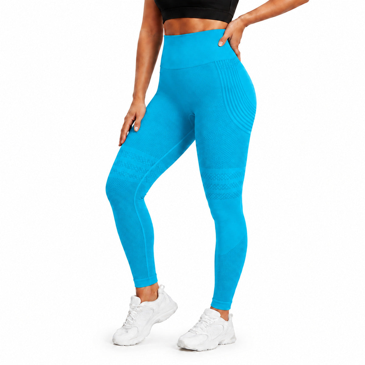 Aloveta 3D Anti-Cellulite Textured Sculpting Leggings — peacock blue lower-body SKU