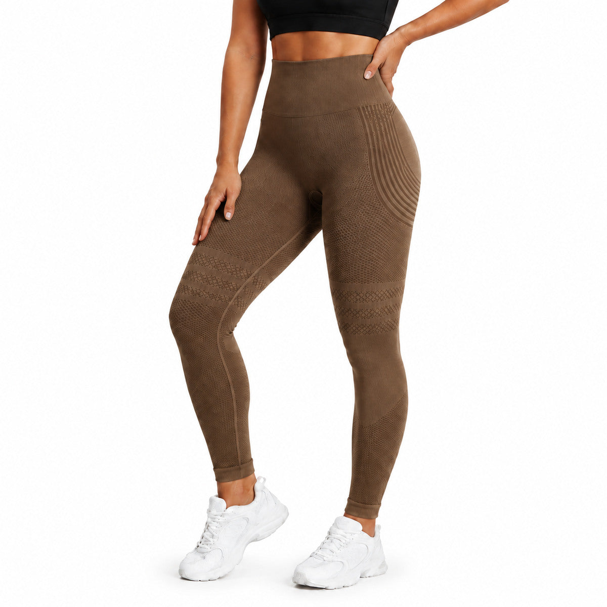 Aloveta 3D Anti-Cellulite Textured Sculpting Leggings — coffee lower-body SKU