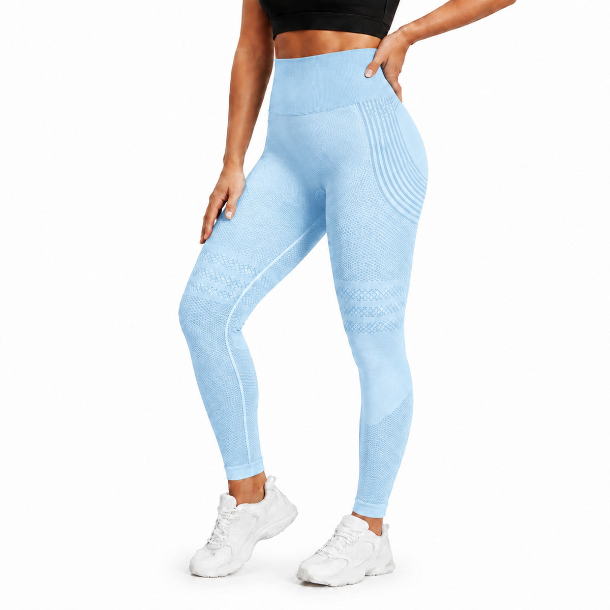 Aloveta 3D Anti-Cellulite Textured Sculpting Leggings — light blue lower-body SKU