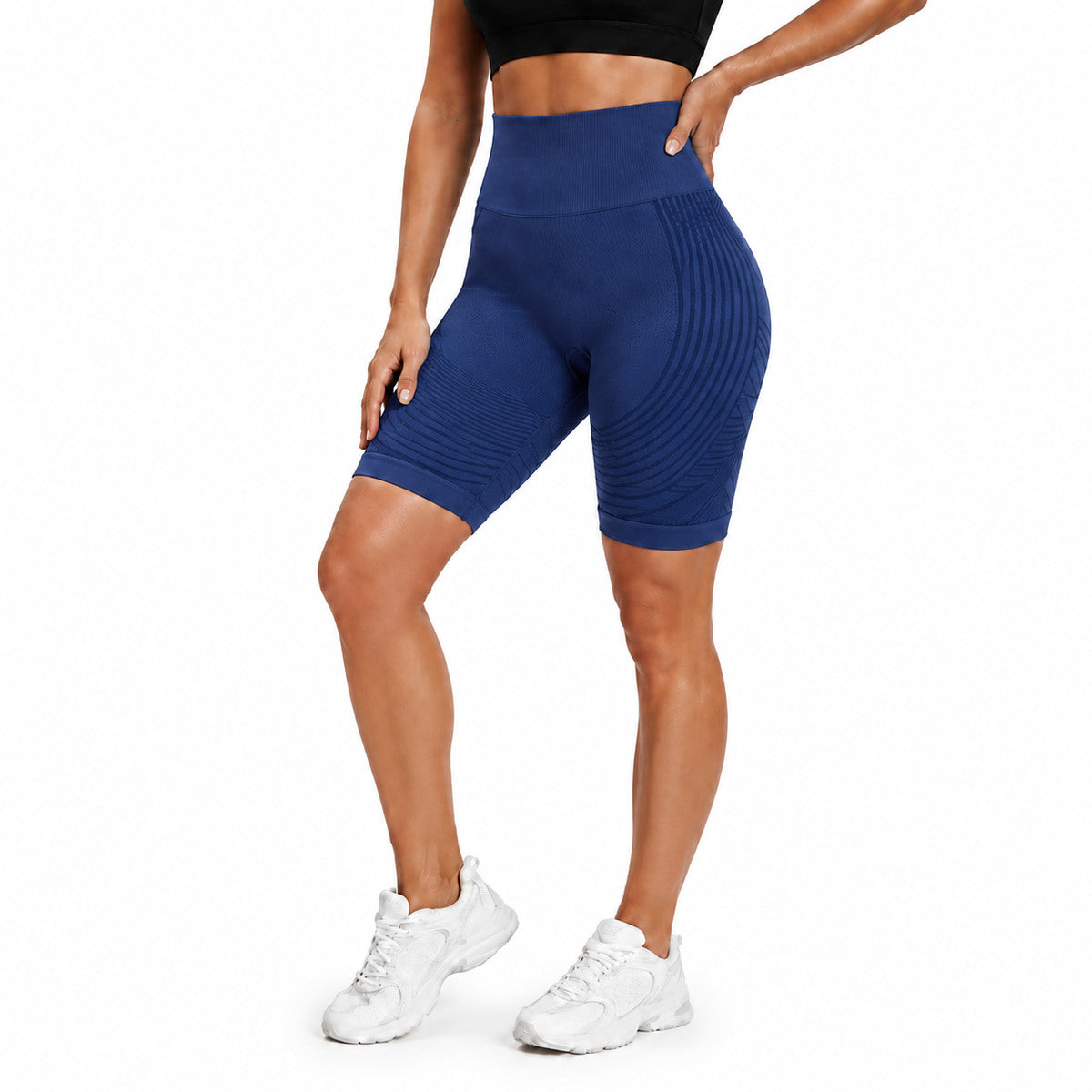 Aloveta 3D Textured Sculpting Anti-Cellulite Short Leggings — navy lower-body SKU