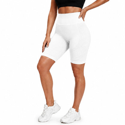 Aloveta 3D Textured Sculpting Anti-Cellulite Short Leggings — white lower-body SKU