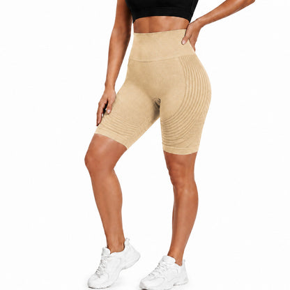 Aloveta 3D Textured Sculpting Anti-Cellulite Short Leggings — apricot lower-body SKU