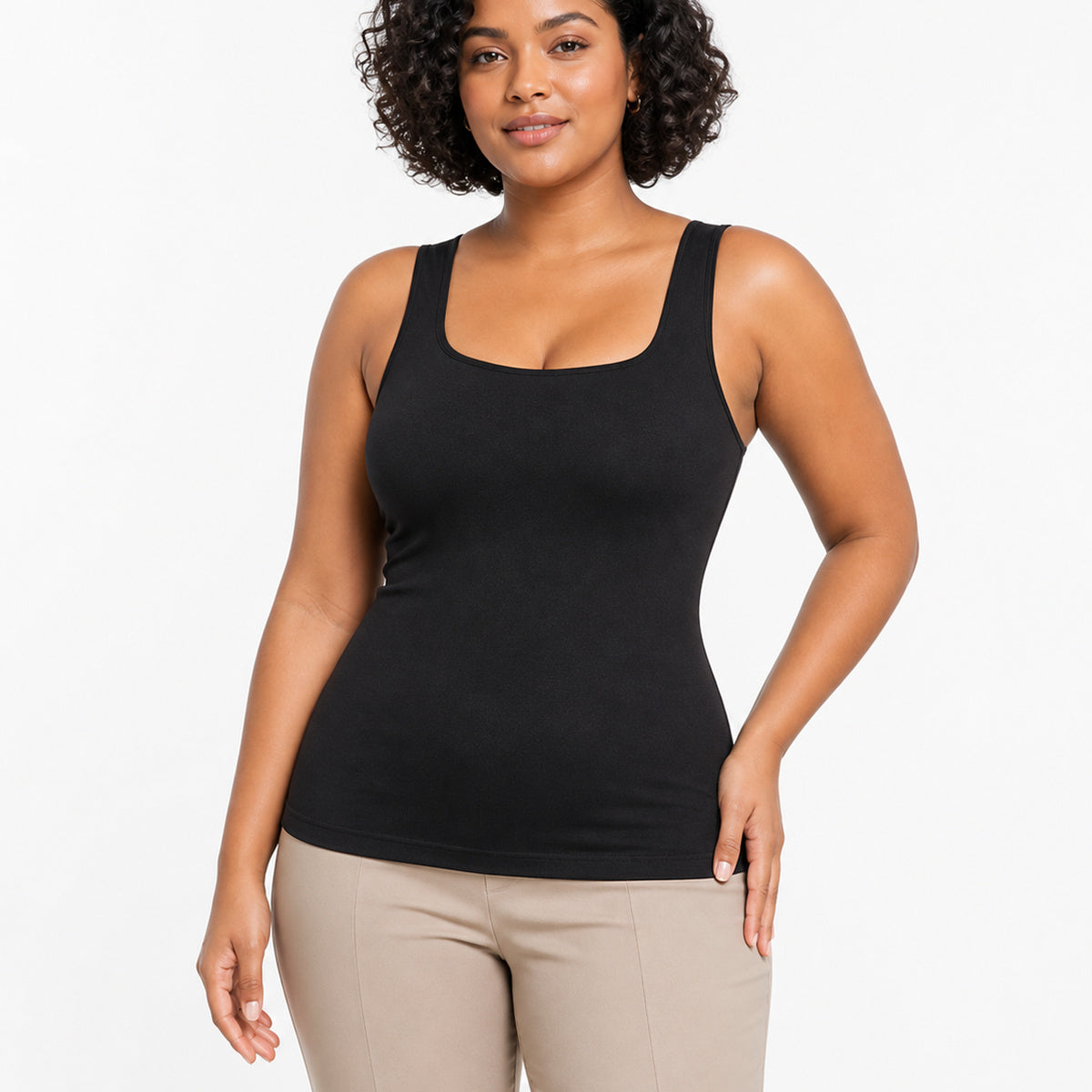 Aloveta SecondSkin Wide-Strap Shaping Tank — Black color SKU