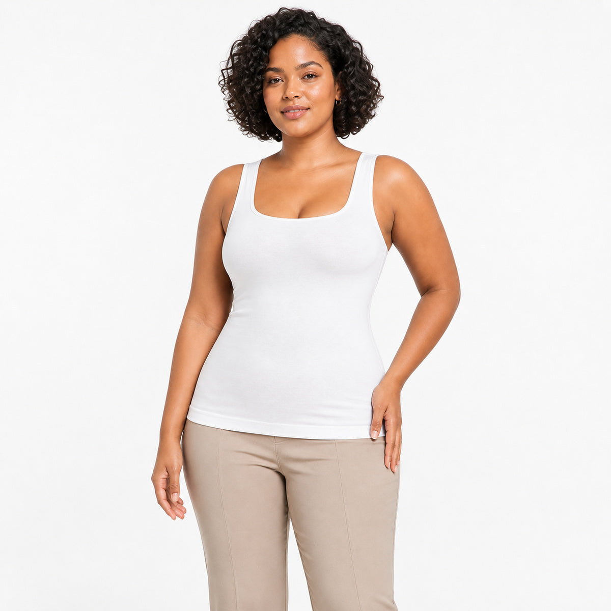 Aloveta SecondSkin Wide-Strap Shaping Tank — White color SKU