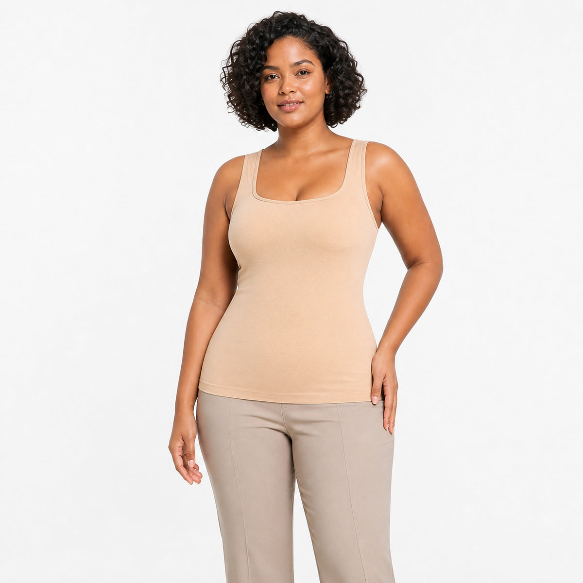 Aloveta SecondSkin Wide-Strap Shaping Tank — Beige color SKU